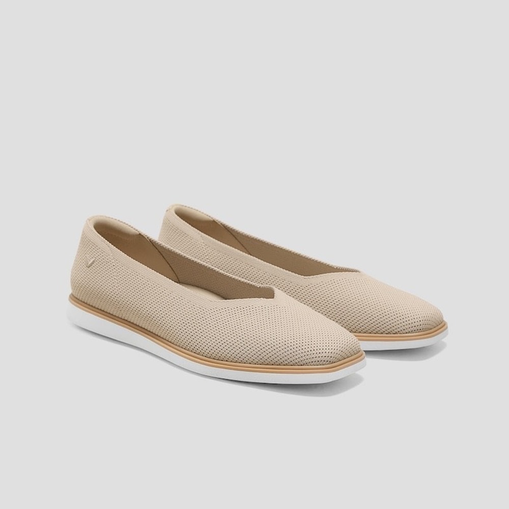 VIVAIA Beige Knit Square Toe Comfort Flats Slip On Shoes EU/39 US/8 - Picture 2 of 12